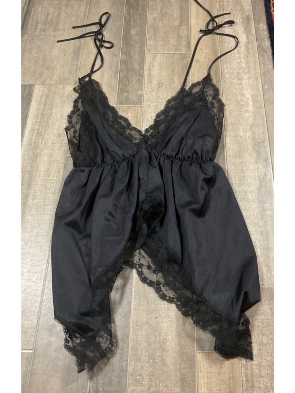 VTG Size Large Lace Lingerie Top Gothic Core V Shape Sexy Unique Undercover Wear